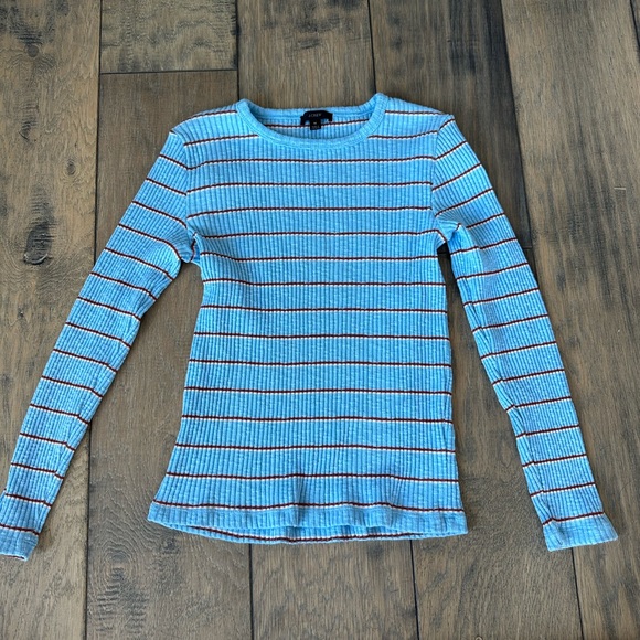 J Crew Striped Slim Perfect Ribbed Sweater Top - Picture 2 of 4